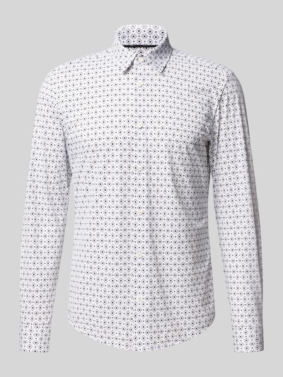 BOSS Slim Fit Business Hemd mit Allover-Muster Modell 'P-ROAN' Weiss 2