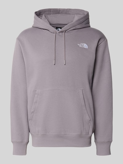 Produktfoto, Regular Fit Hoodie mit Logo-Print von The North Face in Grau, Baumwoll-Mix, Kapuze mit Tunnelzug, Känguru-Tasche, elastische Abschlüsse