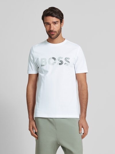 BOSS Green T-shirt met logoprint en ronde hals Wit - 4