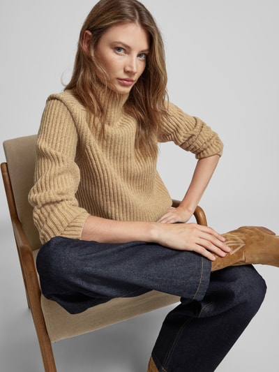 MOS MOSH Gebreide pullover met turtleneck, model 'Thyra' Beige - 3