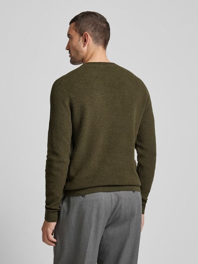 SELECTED HOMME Sweter z dzianiny z prążkowanymi wykończeniami model ‘ROSS’ Ciemnozielony 5