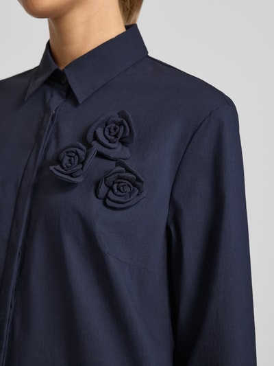 0039 Italy Knielanges Kleid mit Zierbesatz Modell 'DANNIKA' Dunkelblau 3