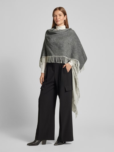 WHITE LABEL Poncho mit Fransen Silber 1