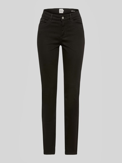 Produktfoto, schwarze Slim Fit Schmale Hose aus Lyocell-Mix mit Modal-Baumwoll-Anteil Modell 'SHAKIRA' von Brax, Damen Schmale Hose.