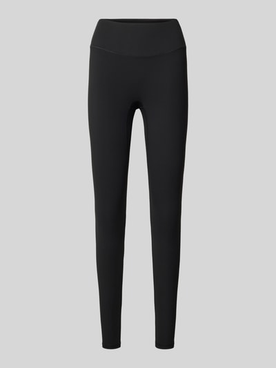 Produktfoto, Slim Fit Leggings mit Logo-Print von Fabletics in Schwarz, elastischer Bund, knöchellang, Material-Mix mit Stretch-Anteil.