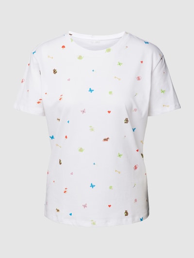 Jake*s Casual T-shirt we wzory na całej powierzchni Biały 2