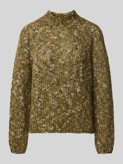 Produktfoto, Regular Fit Pullover mit Lanawoll-Anteil von Rich & Royal in Strick-Optik mit Stehkragen, mehrfarbig meliert, elastischer Material-Mix
