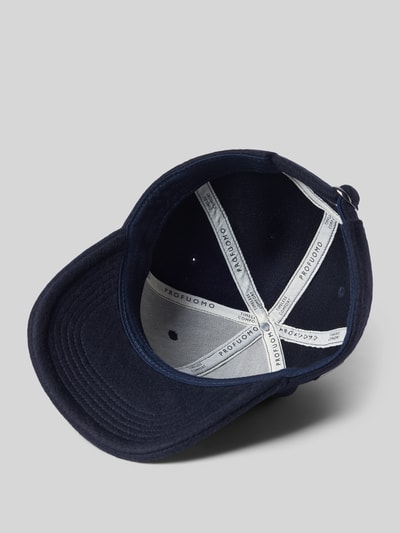 Produktfoto, Basecap aus reiner Wolle von Profuomo in Dunkelblau mit verstärktem Schirm, Luftlöchern und verstellbarem Riegel, Innenansicht