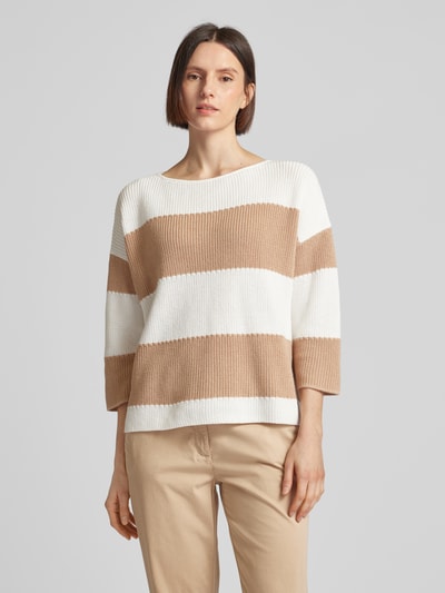 comma Casual Identity Strickpullover mit Blockstreifen (beige 