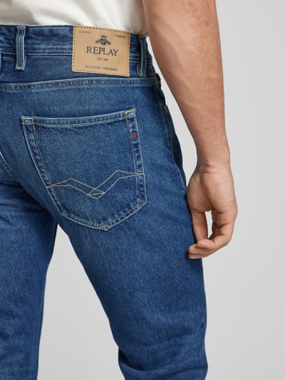 Replay Straight fit jeans in 5-pocketmodel, model 'Grover' Jeansblauw - 3