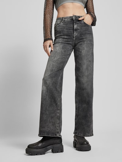 Only Wide fit high waist jeans met studs aan de randen van de zakken, model 'MADISON BLUSH' Antraciet - 4