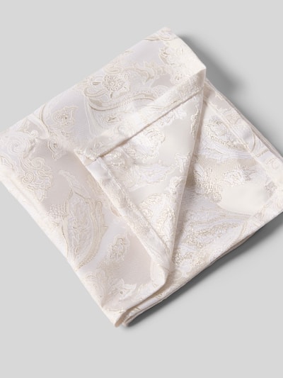 Produktfoto, Fliege und Einstecktuch mit floralem Allover-Stitching von Wilvorst aus Baumwoll-Mix in Geschenkbox, florales Design.