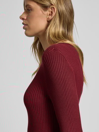 Only Licht uitlopende gebreide jurk van viscosemix, model 'ALMA' Donkerrood - 3