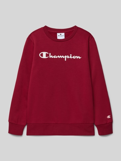 CHAMPION Sweatshirt mit Label-Print Dunkelrot 1