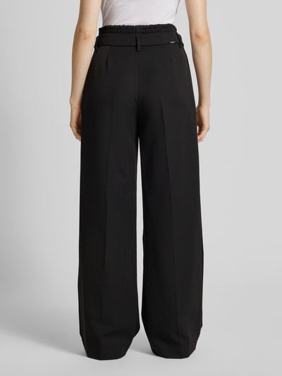 Liu Jo White Wide leg stoffen broek met bandplooien Zwart - 5