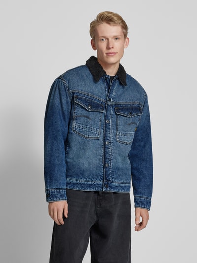 G-Star Raw Jeansjack met voering van imitatiebont Donkerblauw - 4