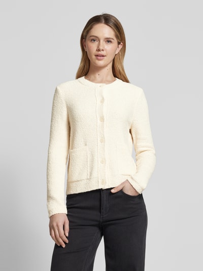 Marc O'Polo Slim Fit Cardigan aus weichem Bouclé-Baumwoll-Mix Ecru 4