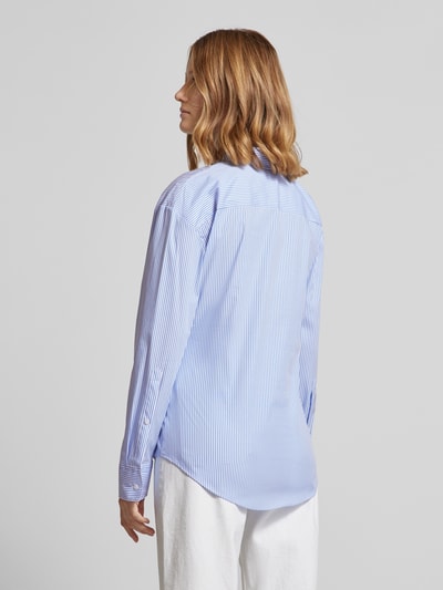 HUGO Slim fit overhemdblouse met labelstitching, model 'The Girlfriend' Bleu - 5