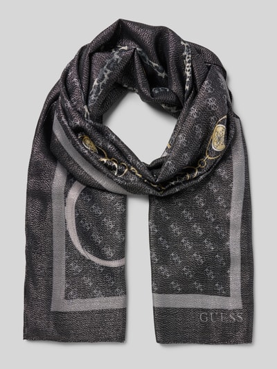 Produktfoto, chusta 'Tuch aus Viskose-Mix mit Logo-Detail' od Guess, Mieszanka wiskozy, prostokątny kształt, nadruk z motywem, detal z logo, szerokość w rozmiarze 1: 184 cm, długość w rozmiarze 1: 71 cm, ciemne kolory, subtelna tekstura