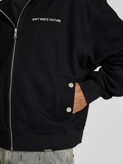 Don´t Waste Culture Sweatjacke mit Kapuze und Logo-Print Modell 'Baelen' Black 3
