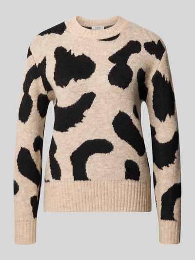 B.Young Gebreide pullover met ronde hals, model 'Minyax Leo Jumper' Beige gemêleerd - 2