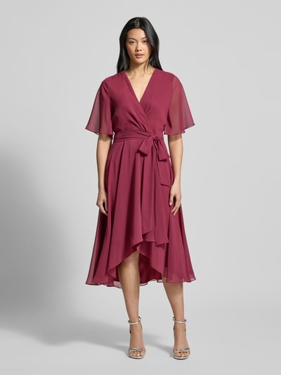 Swing Cocktailkleid mit V-Ausschnitt Dunkelrot 4