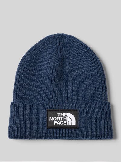 Produktfoto, Beanie in Ripp-Optik von The North Face, dunkelblau, gestrickte Struktur, breiter Umschlag, Label-Patch, Herrenaccessoire