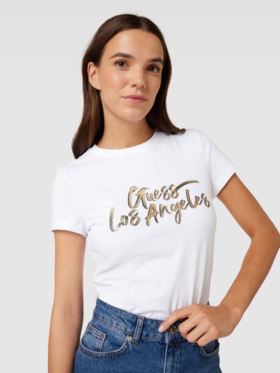Guess T-shirt z nadrukiem z logo model ‘GOLD’ Biały 3