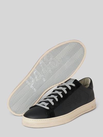 P448 Ledersneaker mit Label-Detail Modell 'Jack' Black 3