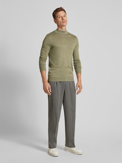 Christian Berg Men Strickpullover mit Turtleneck Oliv Melange 1