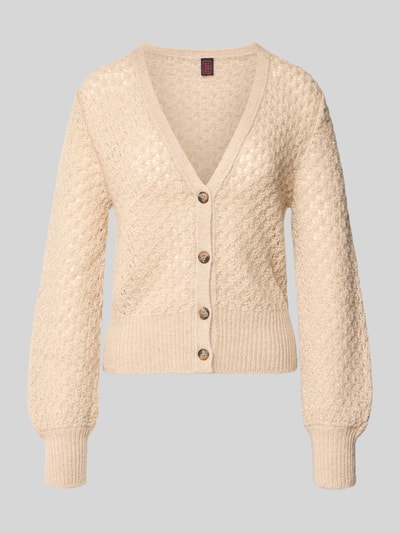 Stefanel Strickjacke mit V-Ausschnitt Modell 'ALPACA' Beige 2