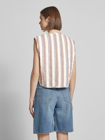 Marc O'Polo Denim Gilet met doorgestikte naden en vetersluiting Offwhite - 5