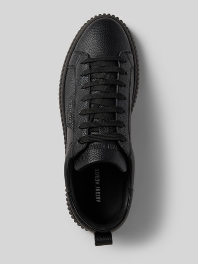 Productfoto, Sneaker aus Leder Modell 'HOPPER' van Antony Morato in zwart met afgeronde punt, vetersluiting, labeldetail, echt leer, hakhoogte maat 44: 5 cm, schachthoogte maat 44: 8 cm, schachtbreedte maat 44: 7 cm, heren sneakers