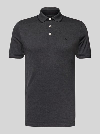 Jack & Jones Regular Fit Poloshirt mit Label-Stitching Modell 'PAULOS' Dunkelgrau Melange 2