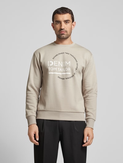 Tom Tailor Denim Sweatshirt mit Logo-Print Hellgrau 4