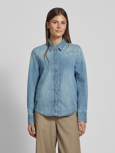 Marc Cain Overhemdblouse met knoopsluiting Jeansblauw - 4