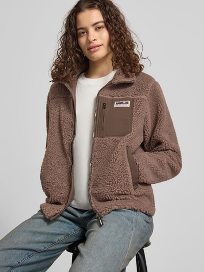 Superdry Fleecejacke mit Reißverschluss Modell 'Heritage' Taupe 3