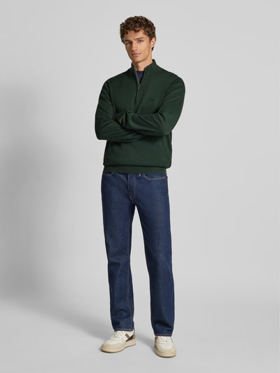 Fynch-Hatton Gebreide pullover met schipperskraag Flessengroen - 1