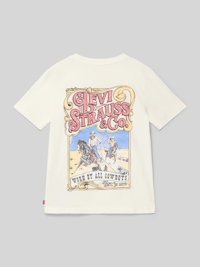 Levi’s® Kids T-shirt met ronde hals model 'GEDRAGEN DOOR COWBOYS' Offwhite - 3