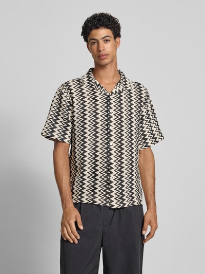 Redefined Rebel Boxy Fit Freizeithemd mit Lochmuster Modell 'ZANDER' Black 4