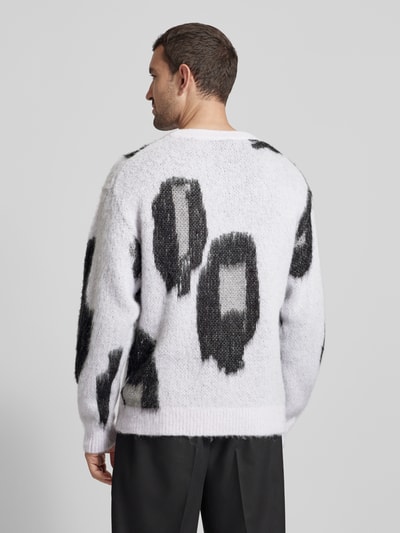 HUGO Strickpullover mit Rundhalsausschnitt Modell 'Seo' Offwhite 5