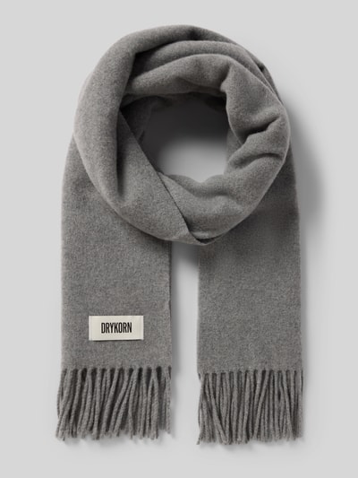 Drykorn Sjaal van een mix van wol en lanawol met franjes, model 'GAZE' Middengrijs gemêleerd - 1