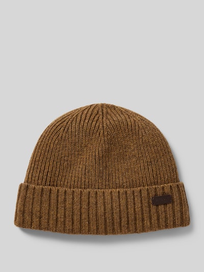 Barbour Czapka beanie z naszywką z logo Piaskowy 1