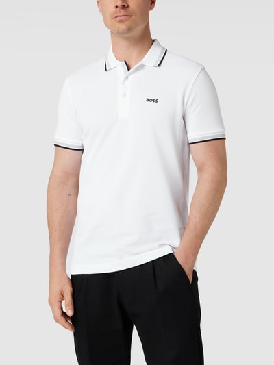 BOSS Green Regular Fit Poloshirt mit Label-Stitching Modell 'Paddy' Weiss 4