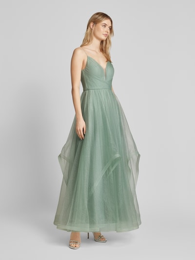 Jake*s Cocktail Abendkleid mit Effektgarn Khaki Melange 1