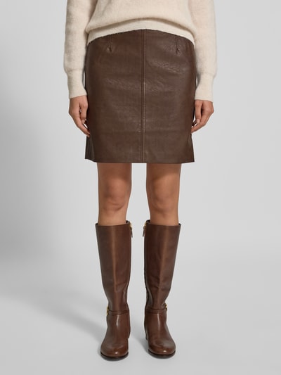 ICHI Minirock in Leder-Optik Modell 'KATE' Dunkelbraun 4