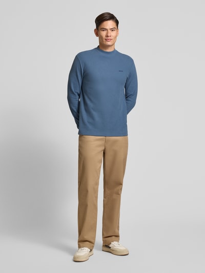 BOSS Orange Regular Fit Langarmshirt aus reiner Baumwolle Modell 'EXPLORER' Rauchblau 1