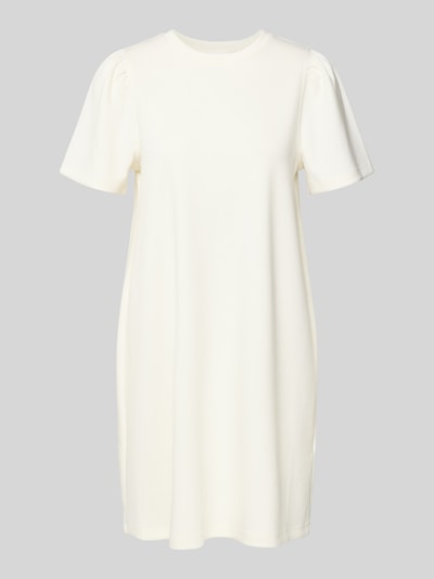 Produktfoto, T-Shirt-Kleid aus Modal-Mix mit Rundhalsausschnitt von Rich & Royal in Creme, Gerader-Schnitt, Minikleid, glatte Textur. Damen T-Shirt-Kleid Modal-Mix mit Stretch-Anteil, Rückenlänge 83 cm, Brustweite 40 cm, Ärmellänge 24 cm, Rundausschnitt.