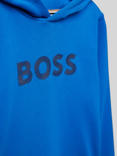 Boss Hoodie met labelprint Koningsblauw - 2