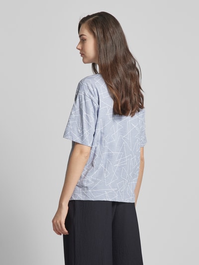 Esprit T-shirt met grafisch motief en V-hals Rookblauw - 5